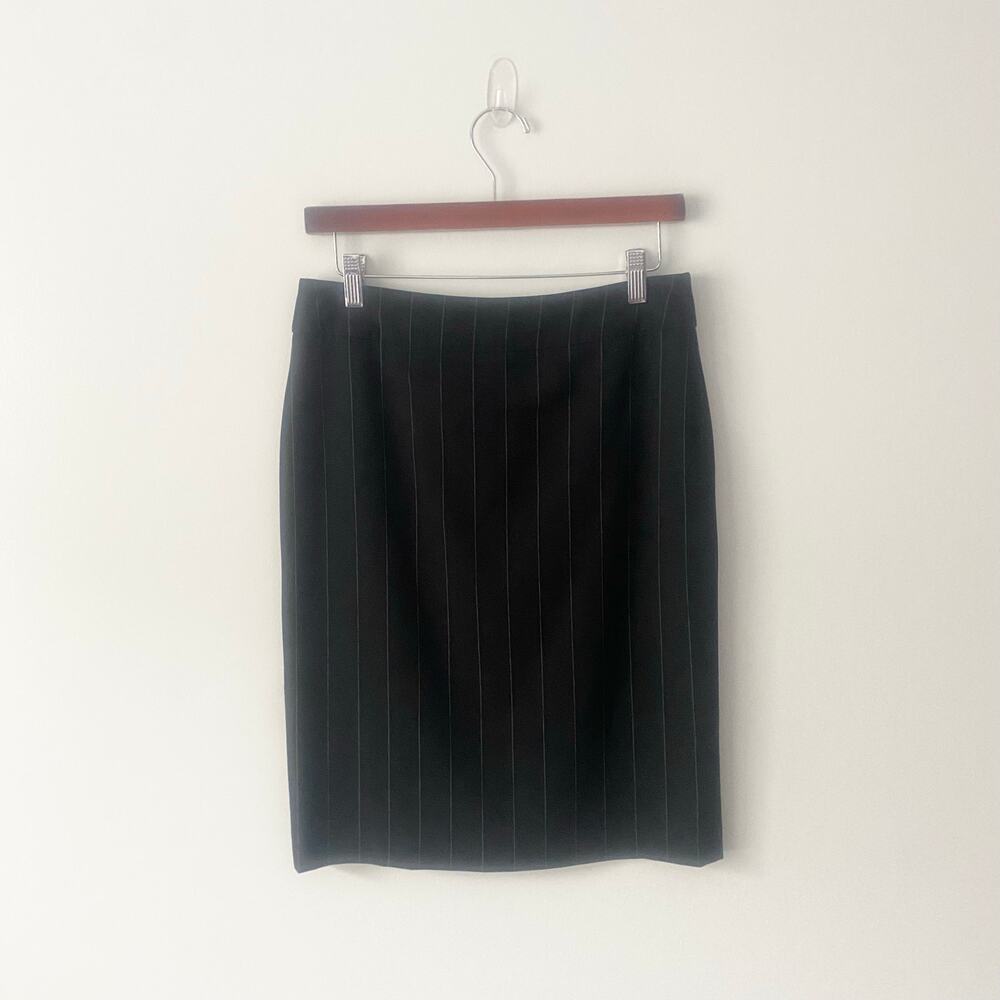 Armani Collezioni Womens Black Pinstripe Straight Knee Length Pencil Skirt 4‎
